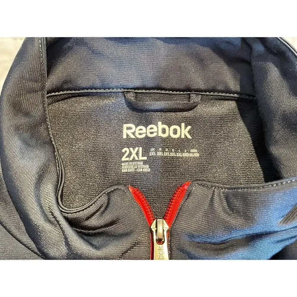 Men's Reebok Blue & White Full Zip Windbreaker Athletic Jacket Coat 2XL XXL